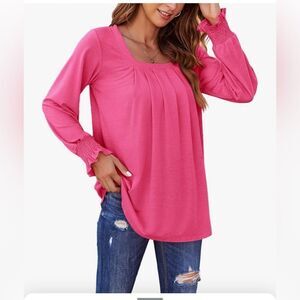 ZEAGOO Long Sleeve Pink Blouse Small